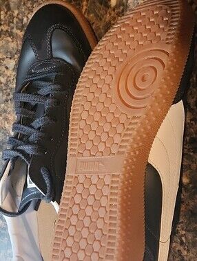 Puma Men’s Black and White Sneakers with Gum Outsole